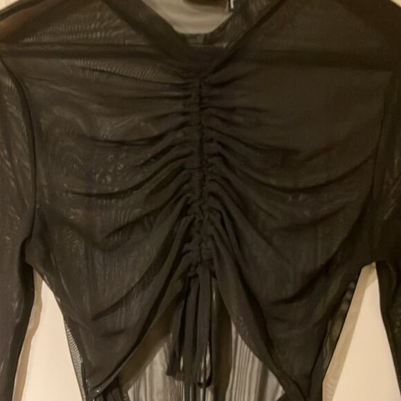 ASOS Design Tall Mesh Ruched Tie bodysuit size US 10 - Picture 2 of 4